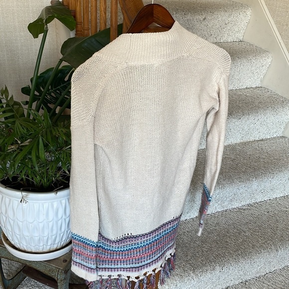 Roxy Boho Knit Cream Sweater with Multicolor Fringe - Picture 5 of 10